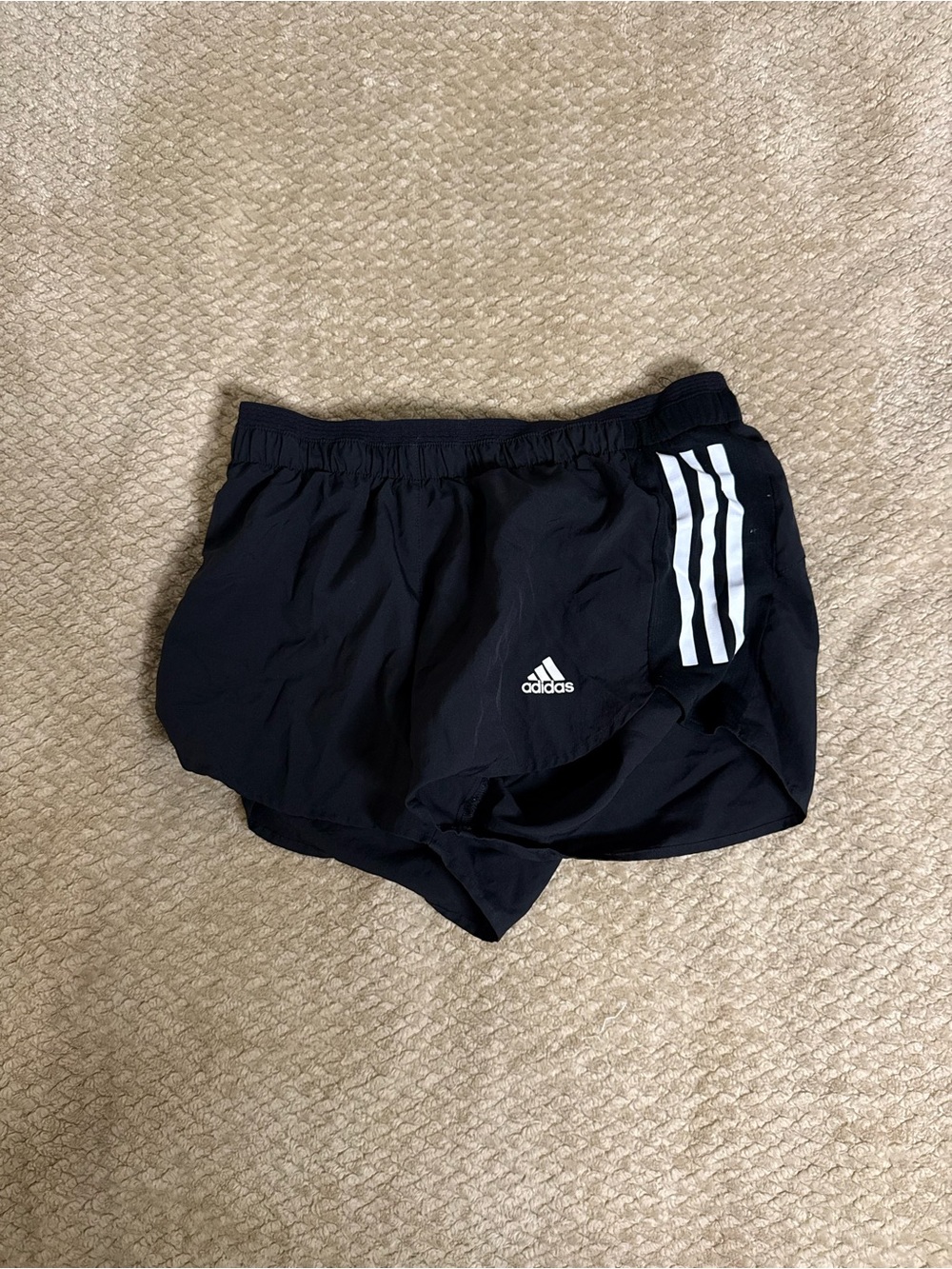 adidas Black Athletic Shorts with White Three-Stripes